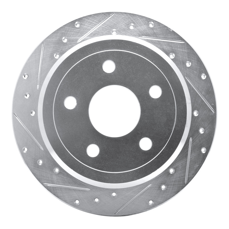 Jeep Wrangler Brake Rotor (1) - Rear Left - R1 Concepts - Drilled & Slotted - Silver - `07-`18